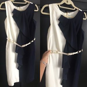 Antonio melani size 6 navy and white ruffle dress
